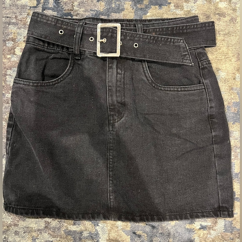 Black denim skirt